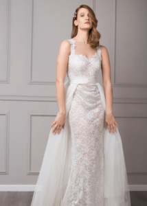 2 in 1 lace bridal gown